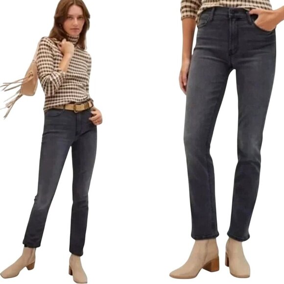 Mother Jeans Women 25 Washed Black Gray‎ Mid Rise Dazzler Lighting Up Lanterns - Picture 1 of 13